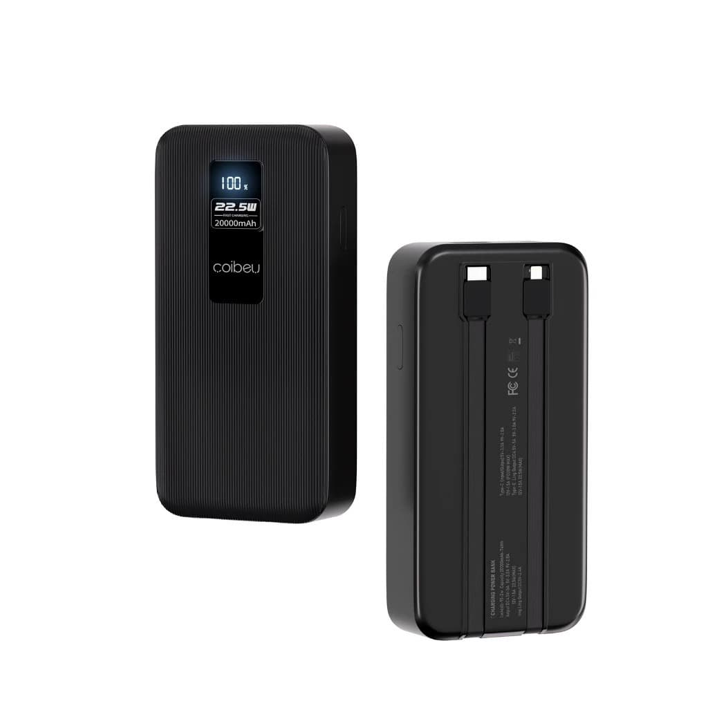 Coibeu Power Bank 23w 20000mah Turbo Carregamento Super Rápido 2 Cabos (Lightning e Tipo-C)