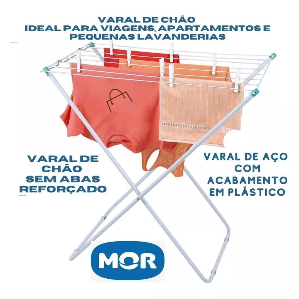 Varal de chão Mor SEM ABAS SLIM BRANCO OU PRETO ESCOLHA A COR Arame de chão Varal para roupas - O MAIS BARATO 1