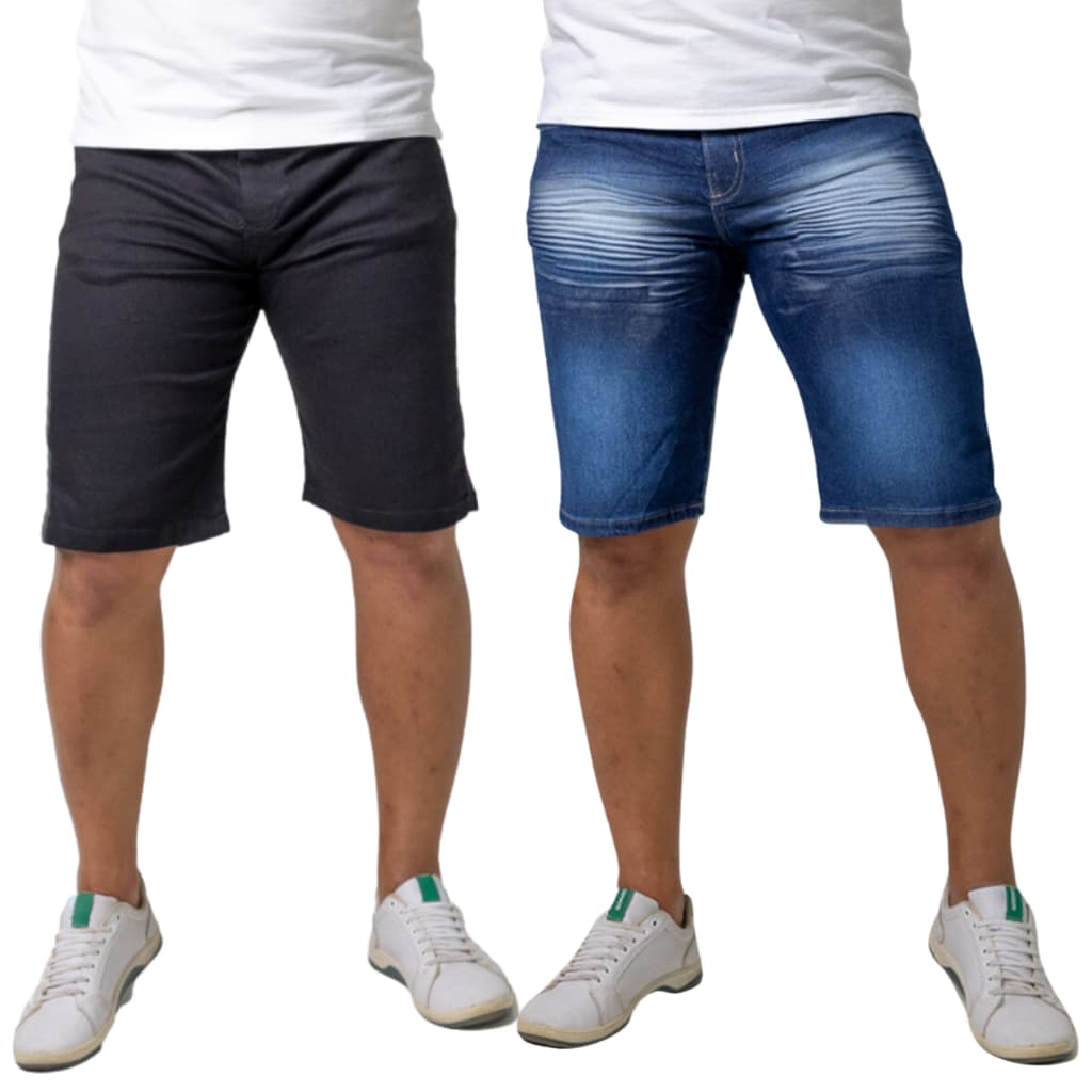 Kit 2 Bermudas Masculinas Jeans | Shorts Masculinos | Bermuda Jeans Estilosa Casual - Lions Jeans