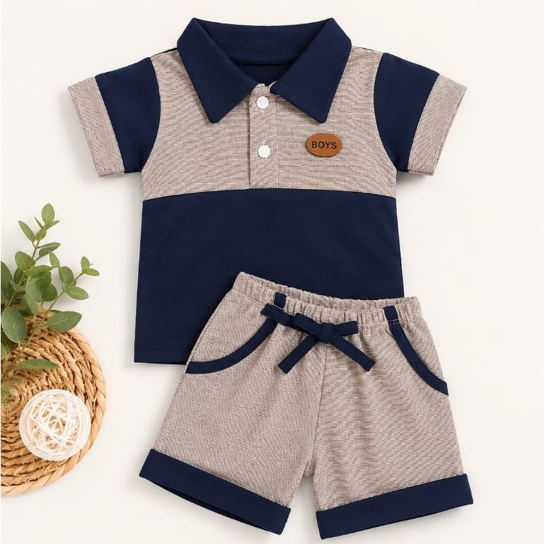 Conjunto Bebê Masculino Polo e Shorts Roupa Infantil Menino Verão Confortável RN á 4 Meses