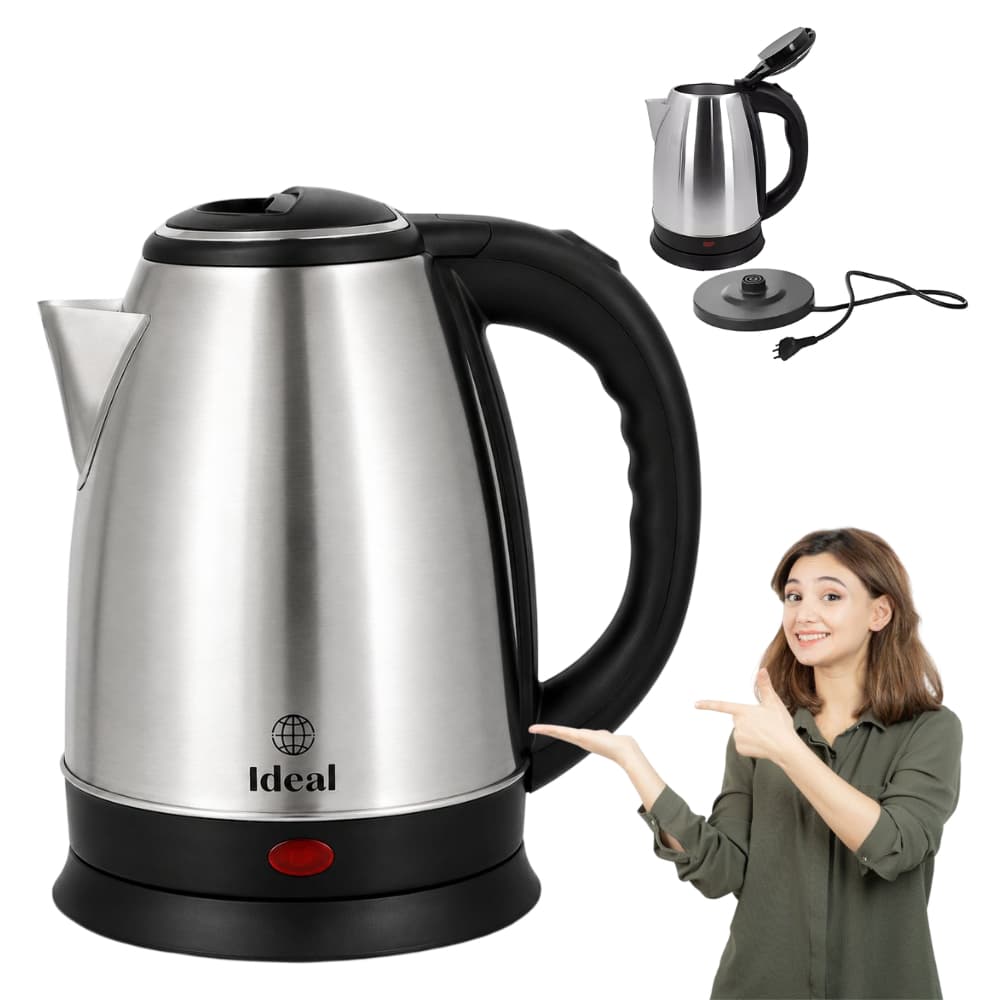 Chaleira Elétrica 1.8 Litros Aço Inox 220/127V Jarra Café Fervura Rápida Bebidas Cozinha
