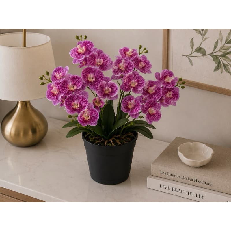 1 haste de orquidea com 6 flores decoracao permanente