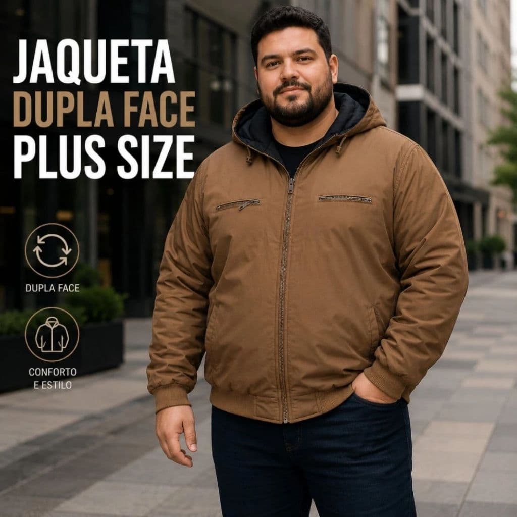 Jaqueta Bomber Masculina Plus Size Dupla Face Impermeável Frio Inverno