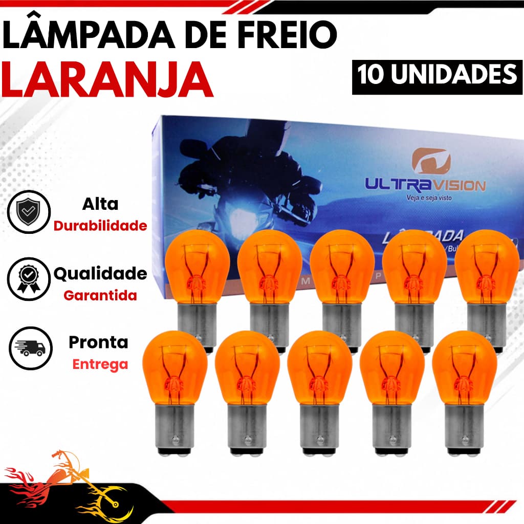 10x Lâmpadas de Freio Farolete Universal Laranja