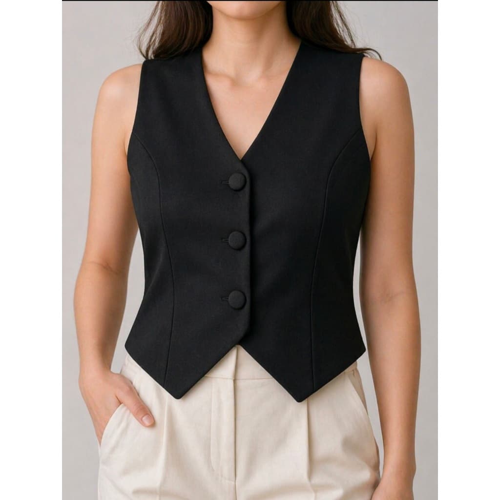 Colete Alfaiataria Feminino Elegante Com Botões