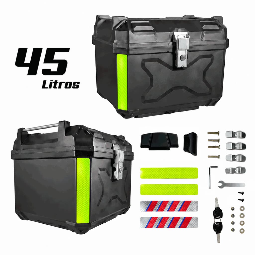 Bau Moto Alumínio 45 Litros Com Reforçado Suporte Universal