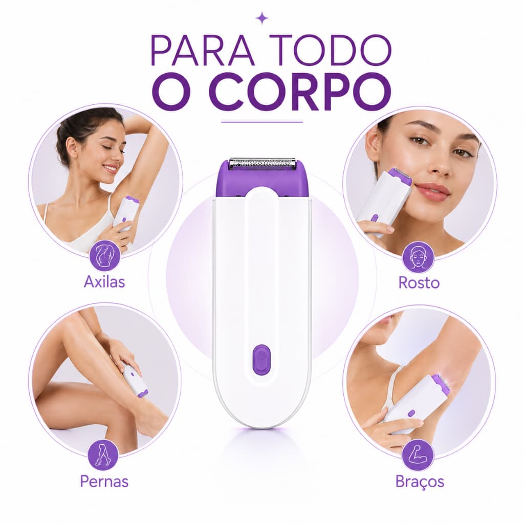 Depilador Feminino Sem Dor 2 em 1 USB Recarregável para Rosto Axilas Pernas e Corpo