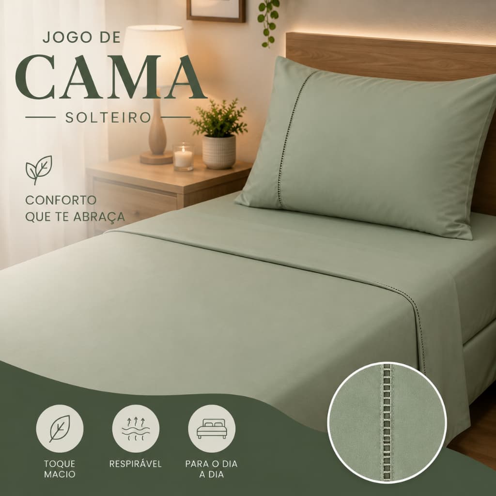 Kit Lençol Solteiro Extra Macio 400 Fios Micropercal com Ponto Palito oferta