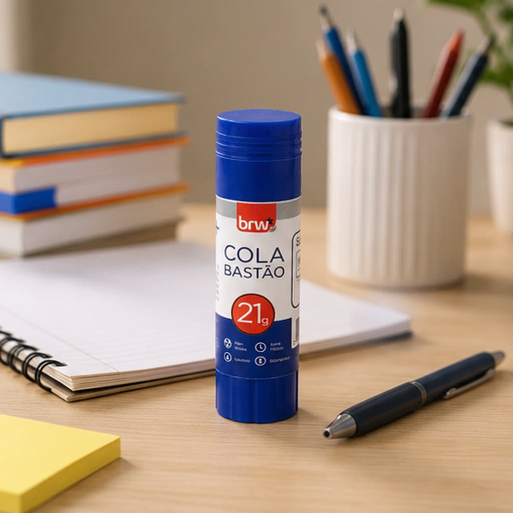 Kit 12 Colas Bastão Escolar Escritório BRW 21g Seca Rápido