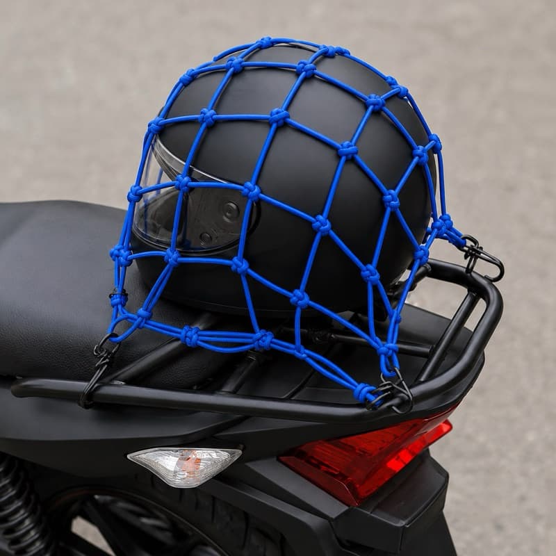 Rede Elástica Aranha Para Moto 30x30cm Bagageiro Porta Capacete Com Ganchos