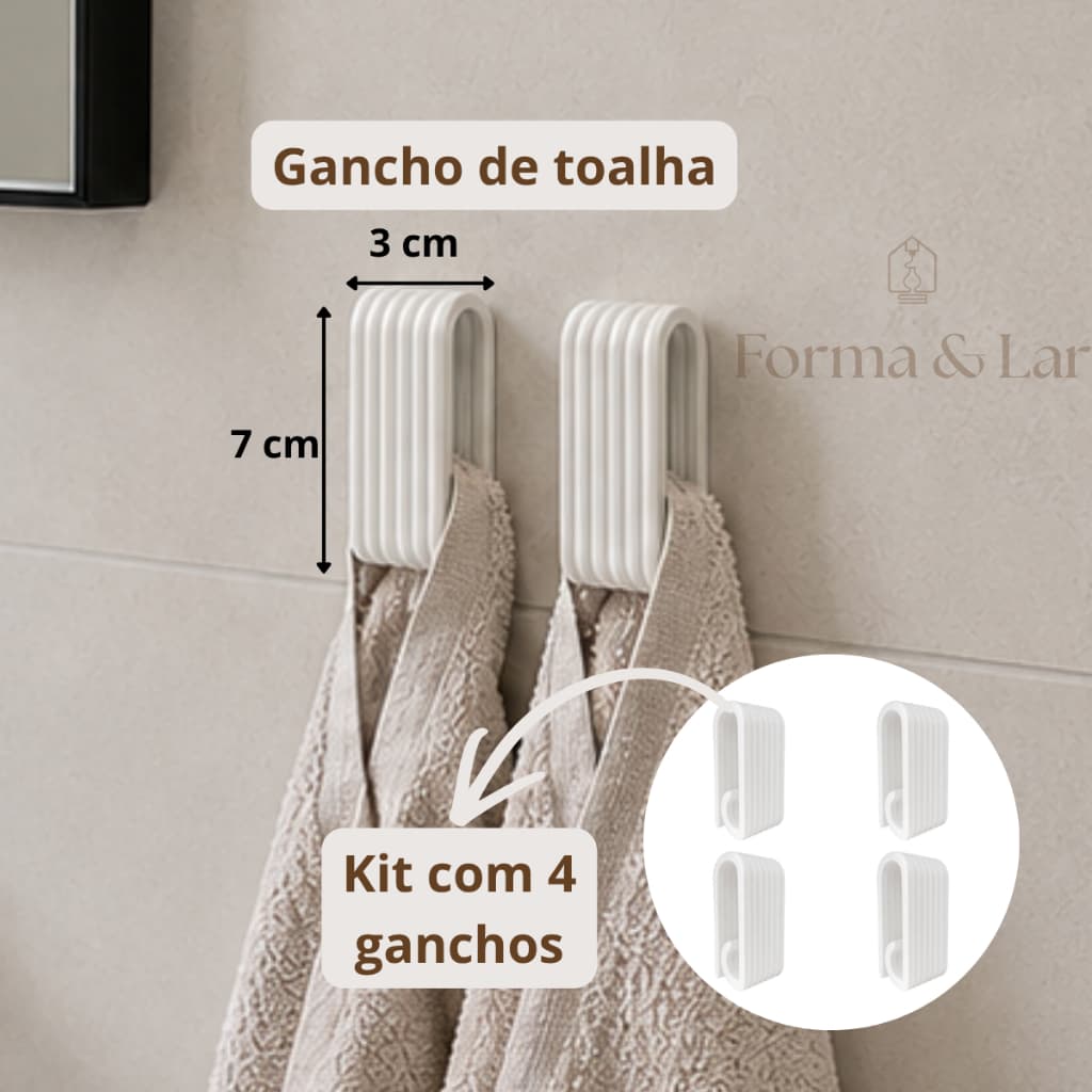 Gancho prendedor para Toalha Adesivo Kit 4UN Porta Toalha Sem Furar Parede Para Banheiro Cozinha Pano De Prato