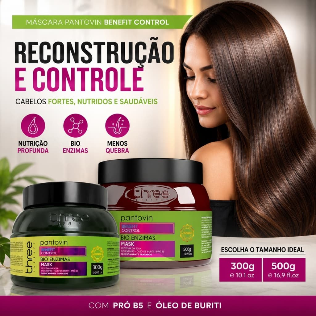 Máscara Pantovin Reconstrução Benefit Control Three Therapy