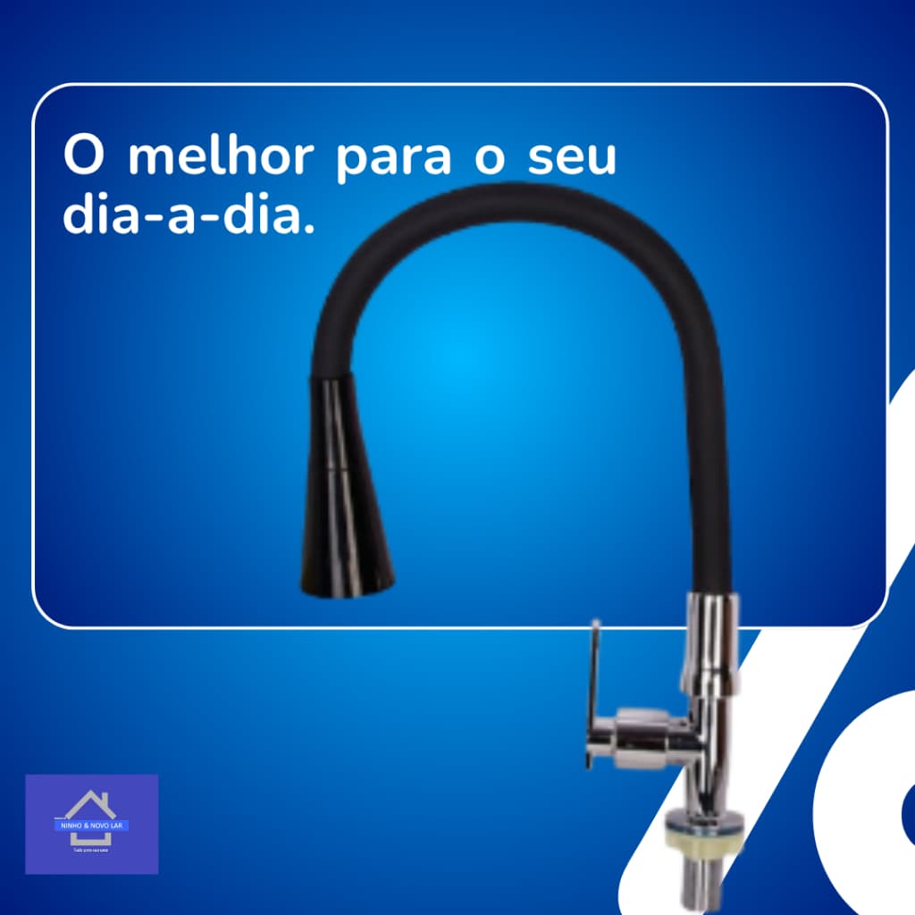 Torneira de Mesa Gourmet Silicone com Ducha Flexível Preta
