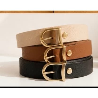 Kit 3 Cinto Feminino Elegante com Fivela Dourada Cores Branco /Marrom/Preto Promoção Moda