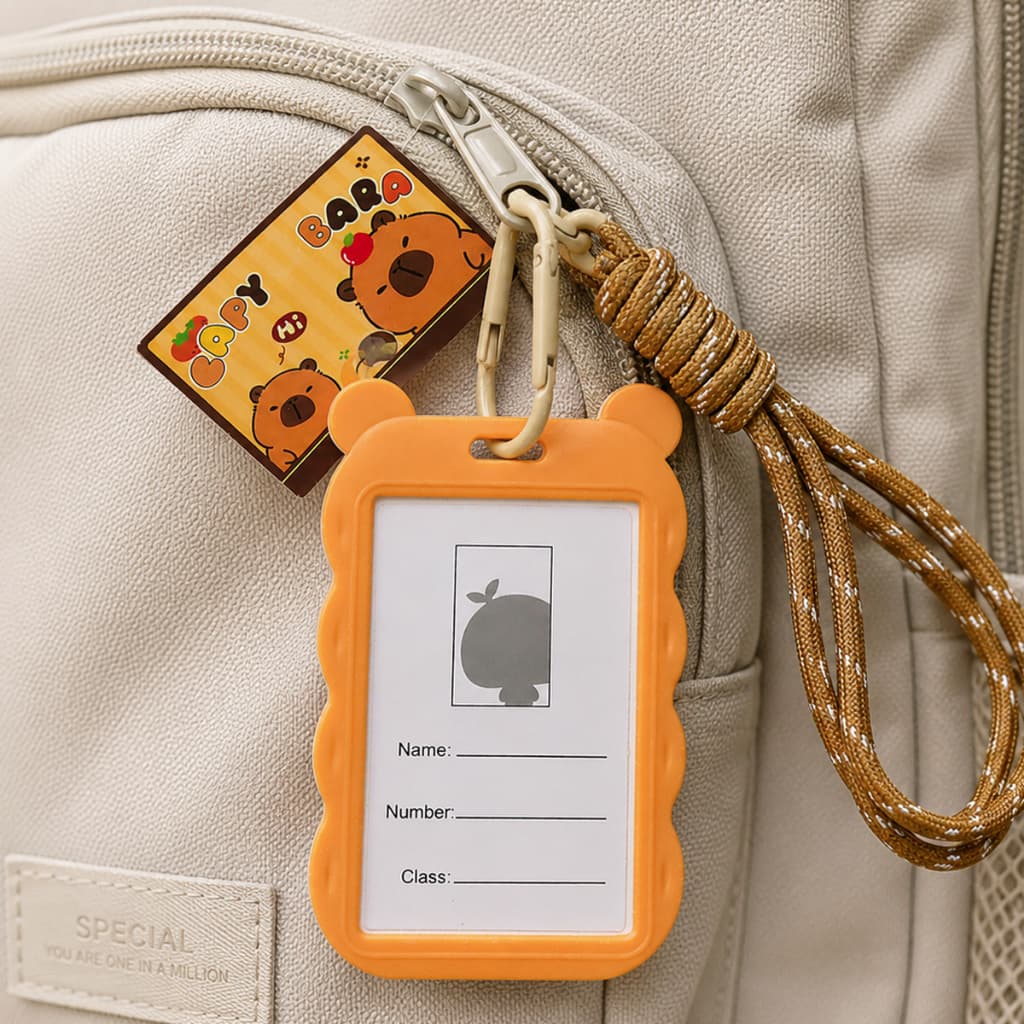 Porta Crachá Infantil Capivara - cartão bilhete único etiqueta de identificação escolar Rígido