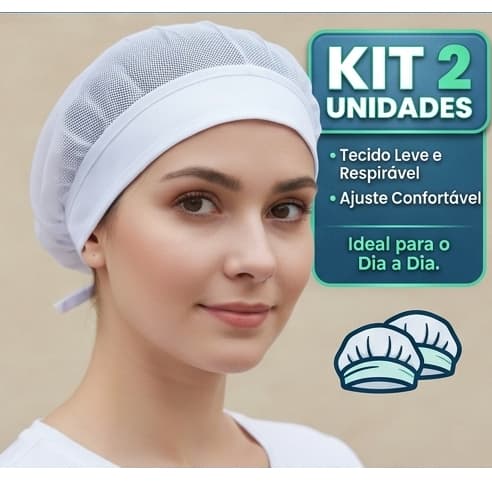 Touca Branca Kit 2 Unidade/ de cozinha de Malha profissional