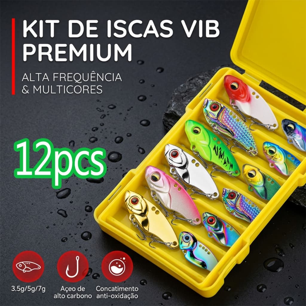 12 Peças Iscas Vib Metal para Pesca pesca profissional equipamento pesca
