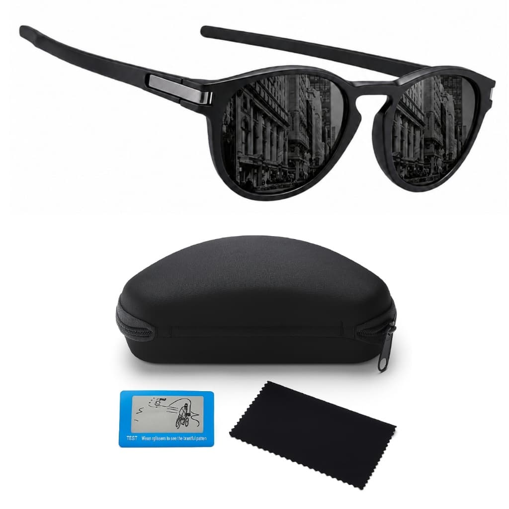 Óculos De Sol Esportivo Masculino Feminino Polarizado Proteção UV400 Preto Redondo Leve + Acessórios