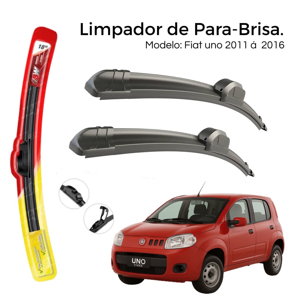 Jogo de Palheta Limpador Para-brisa Dianteiro Uno Vivace 2011 até 2016.