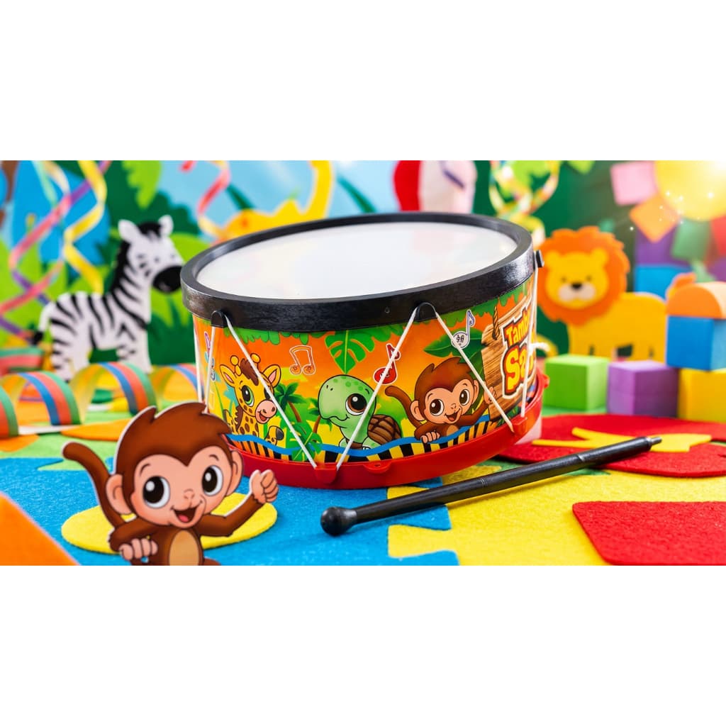 2 Brinquedo Tamborzinho Infantil de Plástico Instrumento Musical Cores Sortidas