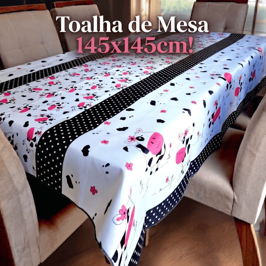 Toalha De Mesa Quadrada 145x145cm Algodão Poliéster Para Mesa 4 Cadeiras Estampada Moderna Cozinha Sala