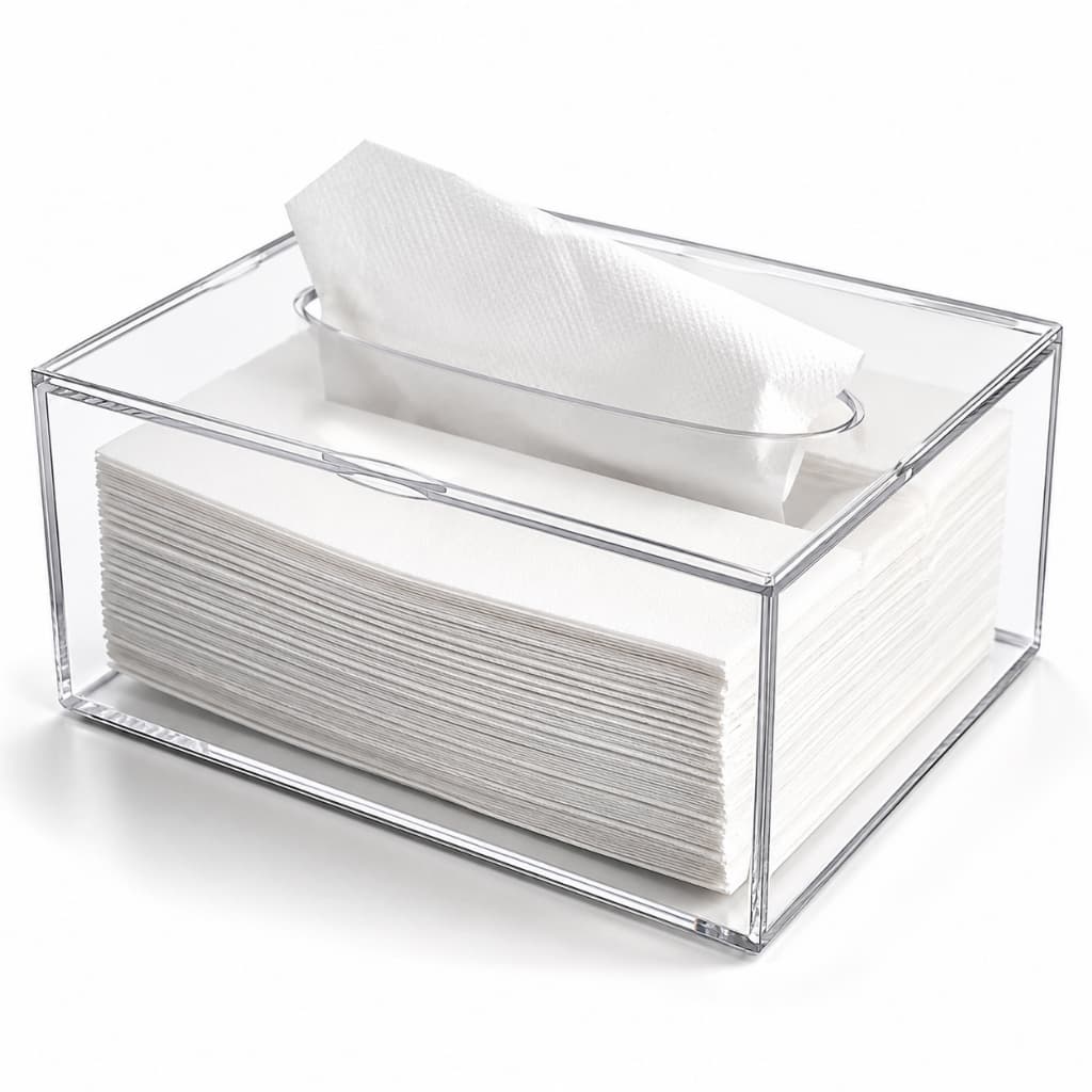 Caixa Dispenser Interfolha Porta Lenço Papel Toalha De Mesa Transparente Trabalho Recepção Banheiro