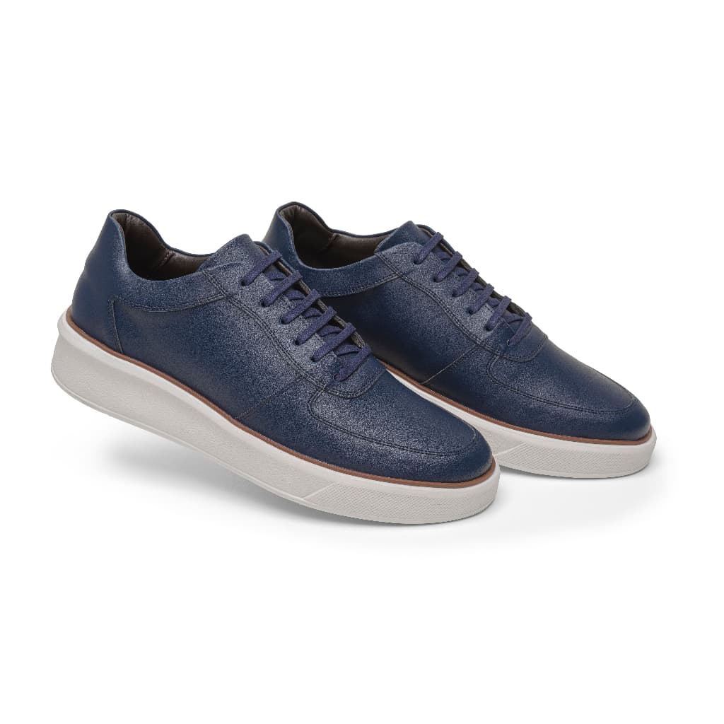 Tênis Casual Bertelli Masculino De Amarrar Couro Vegano Cor Azul Design Arrojado Confortável linha Premium Envio Rapido