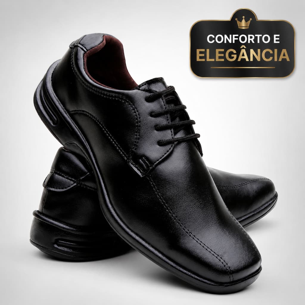 Sapato Social Masculino Confortável Elegante Casual Trabalho Escritório Leve Macio Preto