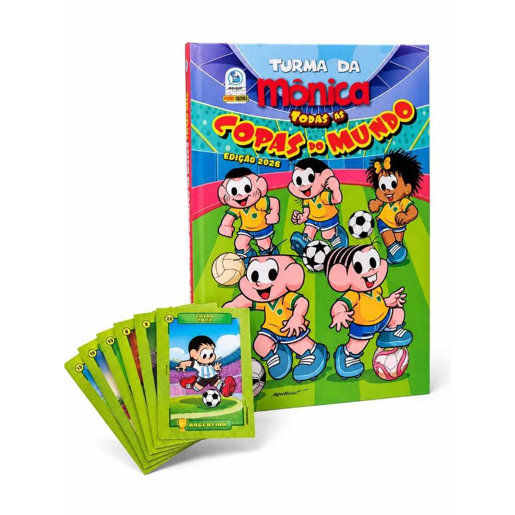 EDICÃO TODAS AS COPAS DO MUNDO 2026 DA TURMA DA MONICA COM 24 CARDS COMEMORATIVOS