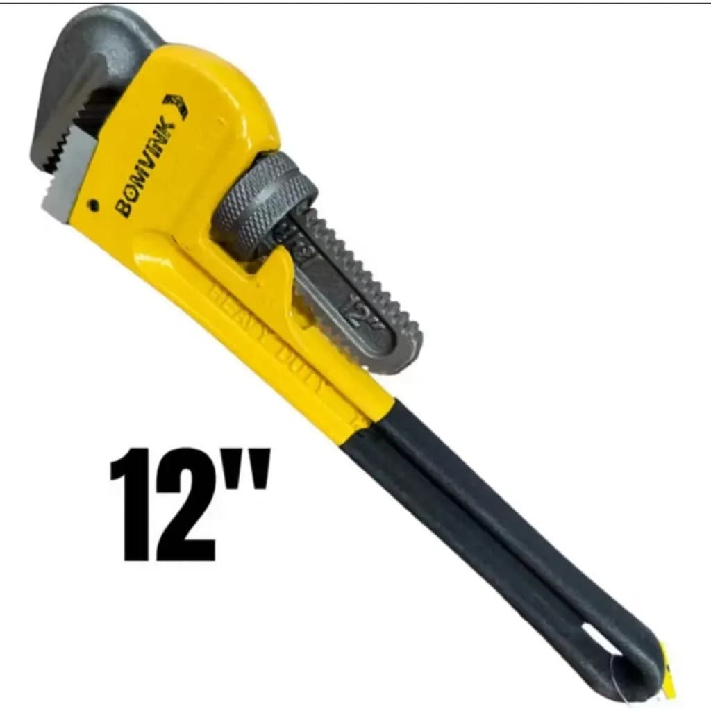 Chave De Grifo 12 Polegadas Profissional Tipo Americano Cano Tubo Cabo Emborrachado - BOMVINK