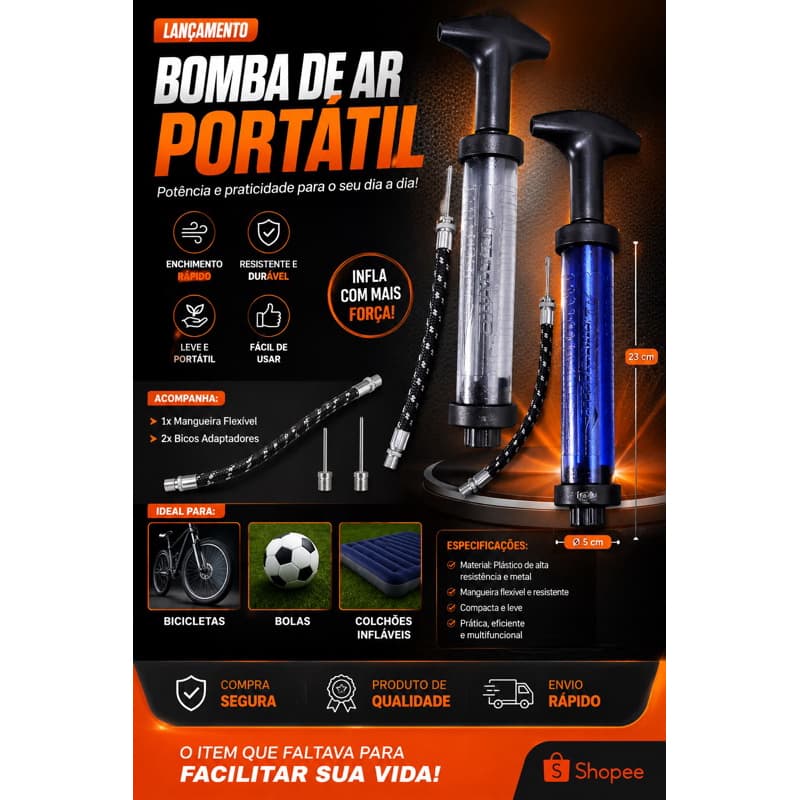 Bomba Penalty De Encher Bola de Futebol Futsal Futevôlei Basquete Infláveis Boia Colete Bexiga Bolas Pilates