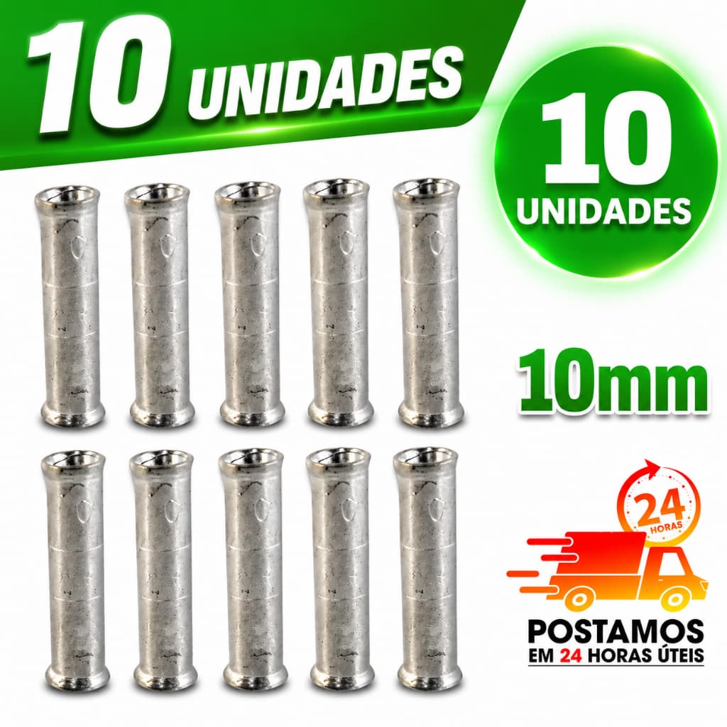 10 Luva de Emenda Tubular de Compressão para cabo 10mm (10 Unidades)
