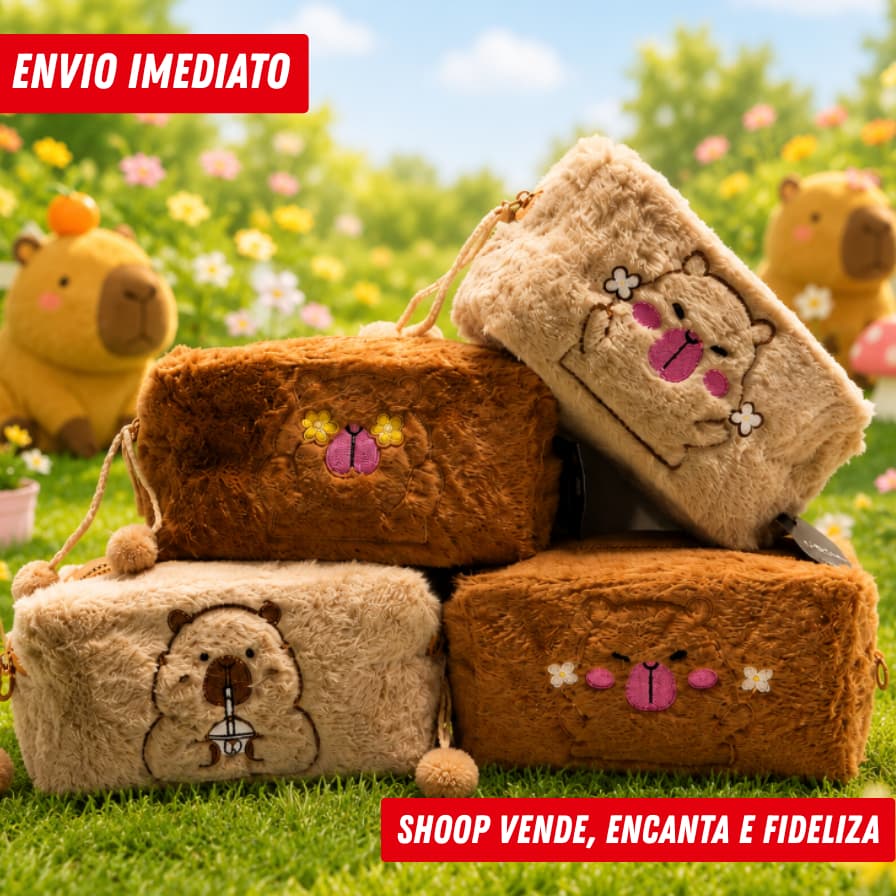 Necessaire de Pelúcia Fofa Capivara | Estojo, Maquiagem - Escolha Variação