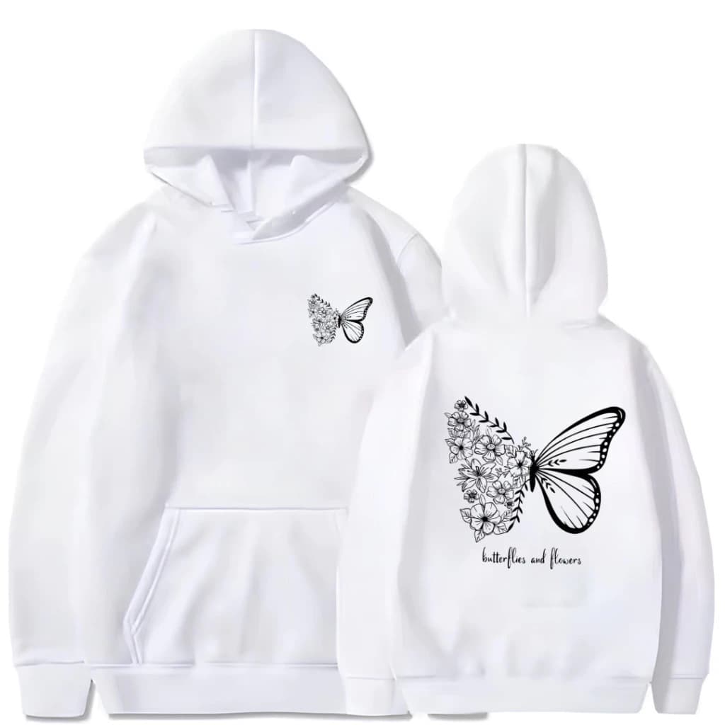 Casaco Moletom Flanelado Canguru Estampa Criativa Capuz Nome Frase Inverno Look Borboleta