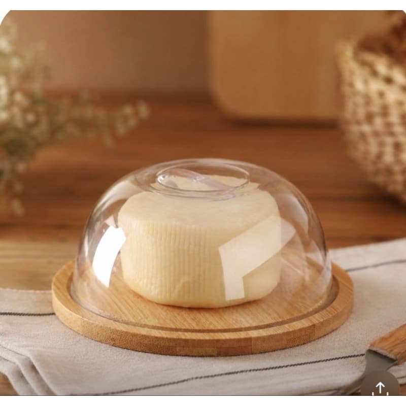 Prato pakra Queijo Lyor com Tampa Queijeira 23,5cm – Bambu com Cúpula Transparente