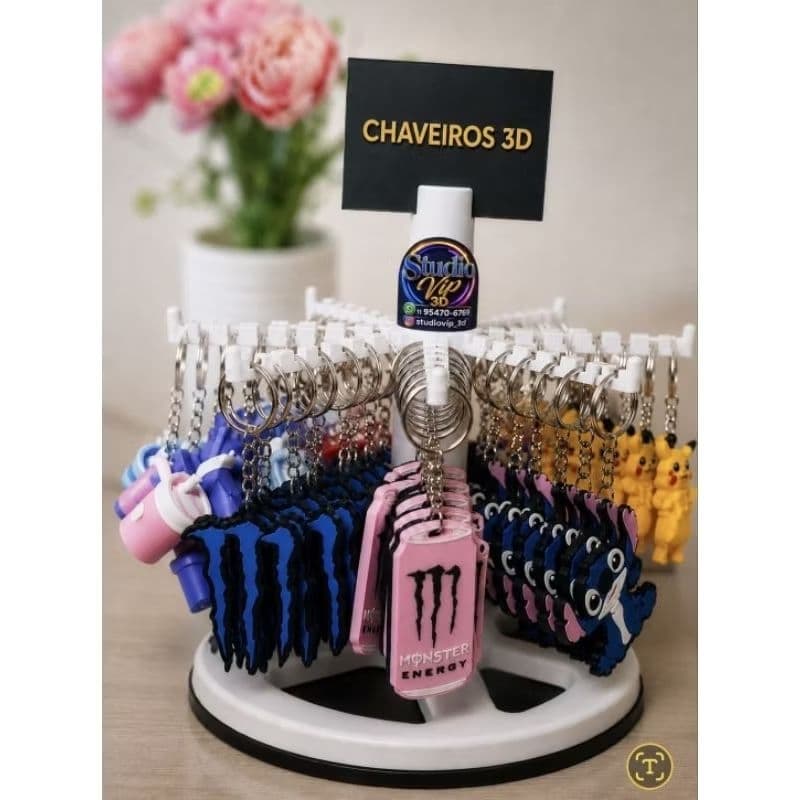 Expositor com 30 chaveiros 3d EXPOSITOR GRÁTIS