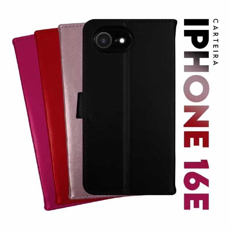 Capa Case Capinha Carteira Flip Cover Couro Sintético Cores IPHONE 16E 17E