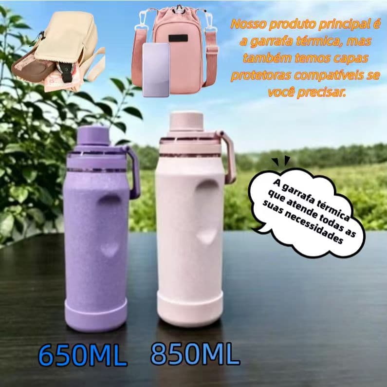Garrafa Térmica Alta Conservação Térmica Aço Inox Sem Vazamento Resistente Academia Passeio Bebidas Quentes Geladas