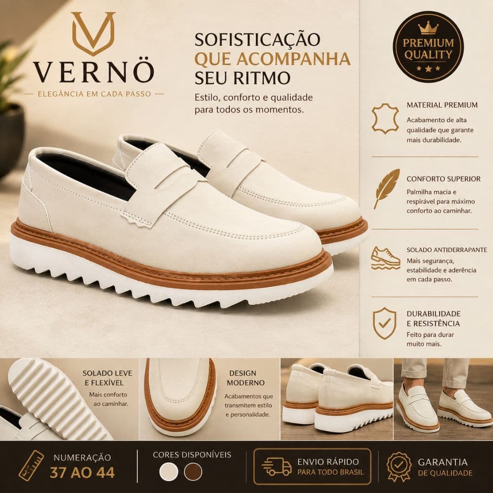 Mocassim Masculino Casual Sapato Oxford Social Loafer Solado Tratorado Elegante Branco Calce Facil