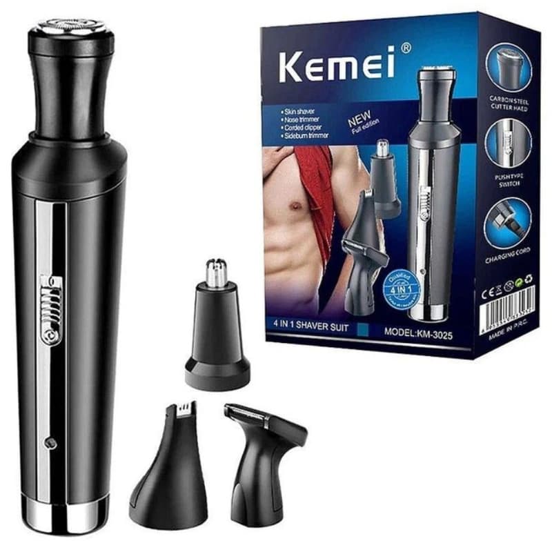 Aparador De Pelos Masculino 4 Em 1 Recarregável USB Barba Nariz Costeleta Máquina Acabamento