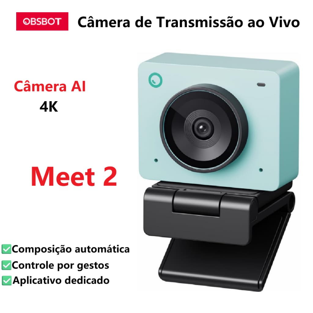OBSBOT Câmera Ai Meet 2 4K Webcam Adequado Para e-Esports e Transmissões ao Vivo