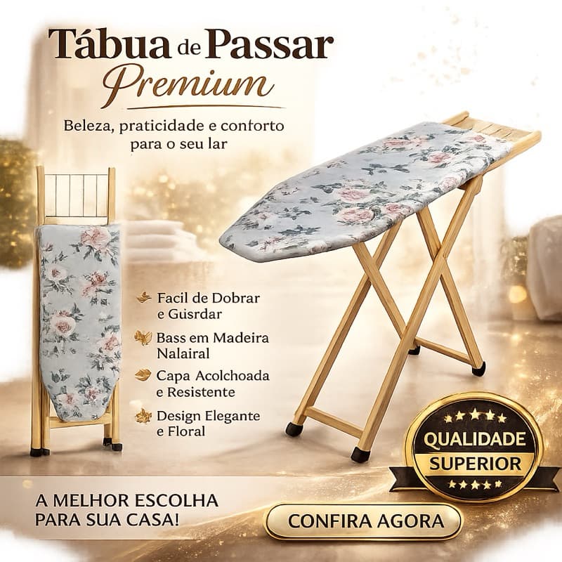 Tábua De Passar Roupa Madeira Com Pés Dobráveis com Borracha  Estampa Colorida
