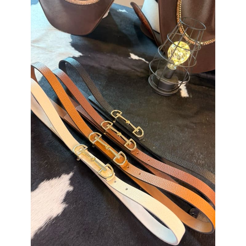 Cinto Feminino Bridão 2 cm em Couro Legítimo