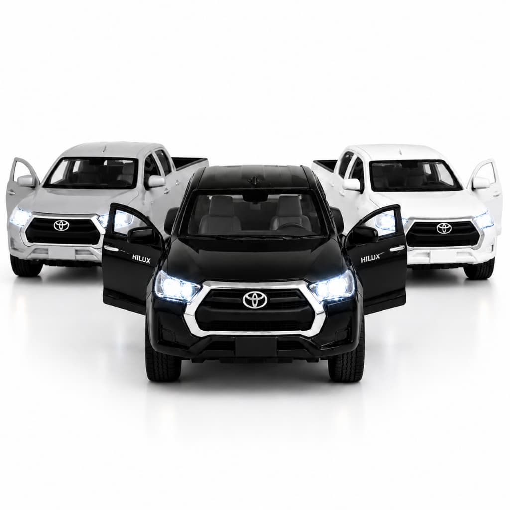 Caminhonete Toyota Hilux 2021 Miniatura Metal Escala 1:36 12cm Luz Som Colecionável