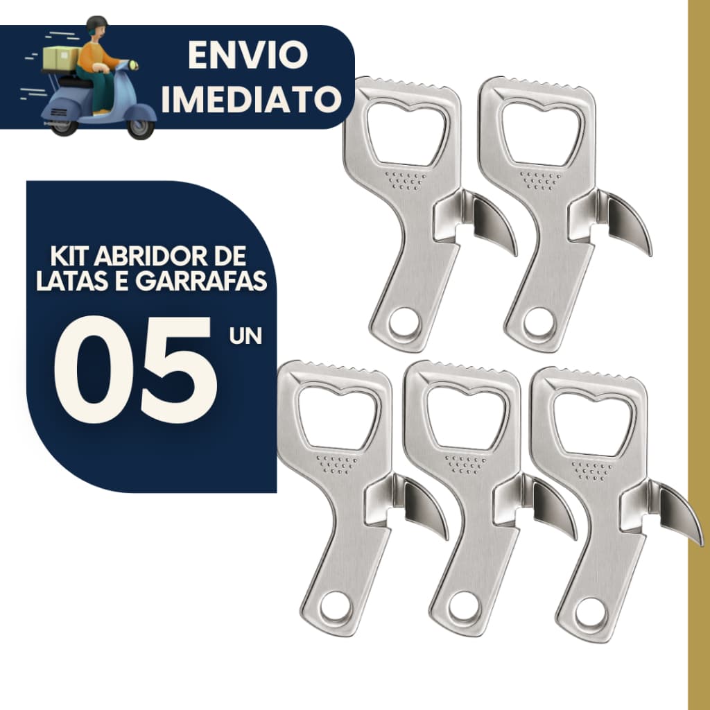 Kit 05 Abridor de Lata e Garrafa Borboleta 2 em 1 Multifuncional Compacto Cozinha Bar Restaurantes