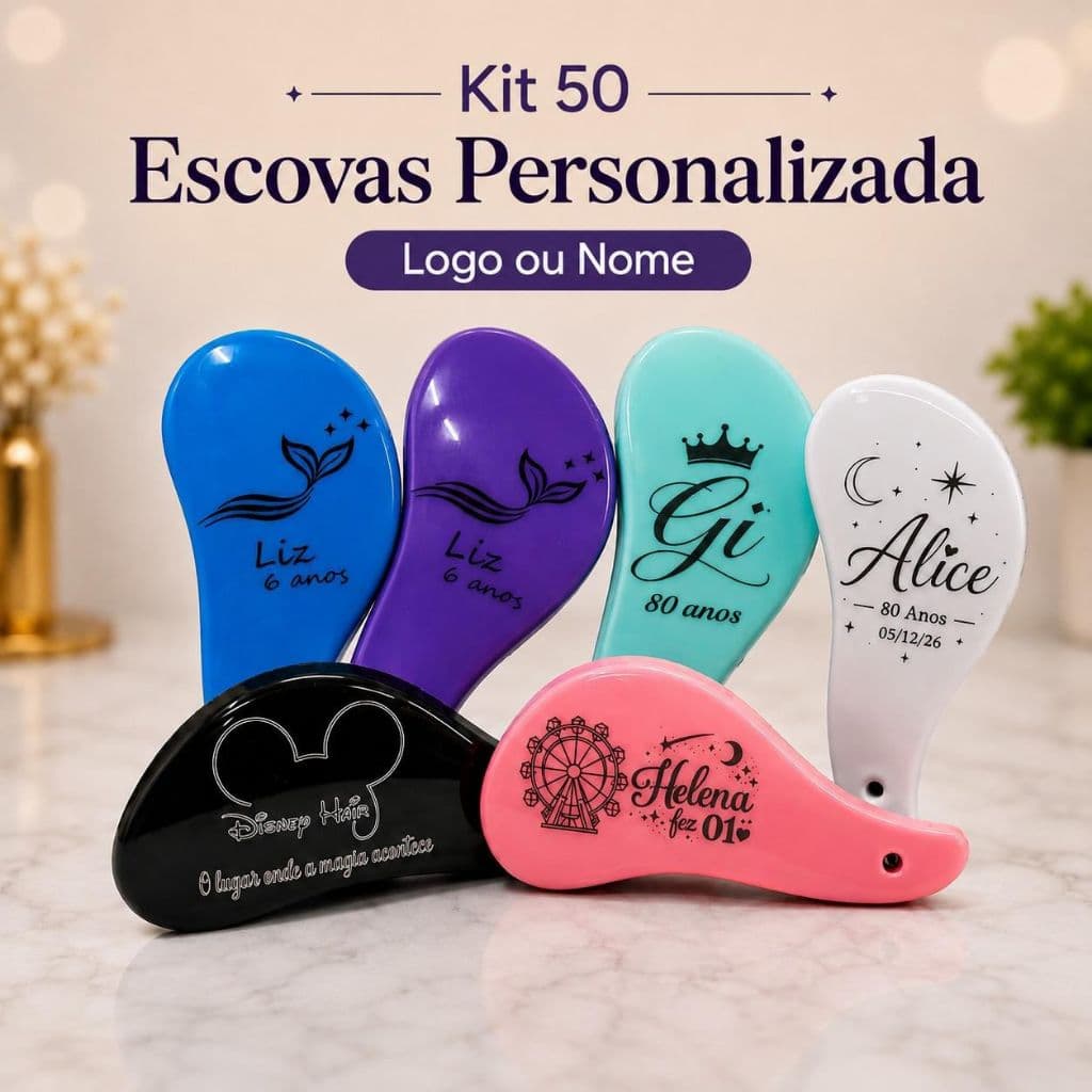 Kit 50 Escovas Mágica Personalizadas ( a Laser ) Lembrancinha **LER DESCRIÇÃO**
