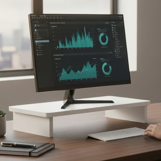 Suporte Base Para Monitor E Notebook Ergonomico Mesa Home Office MDF Branco Com Prateleira Elevado Montagem Encaixe