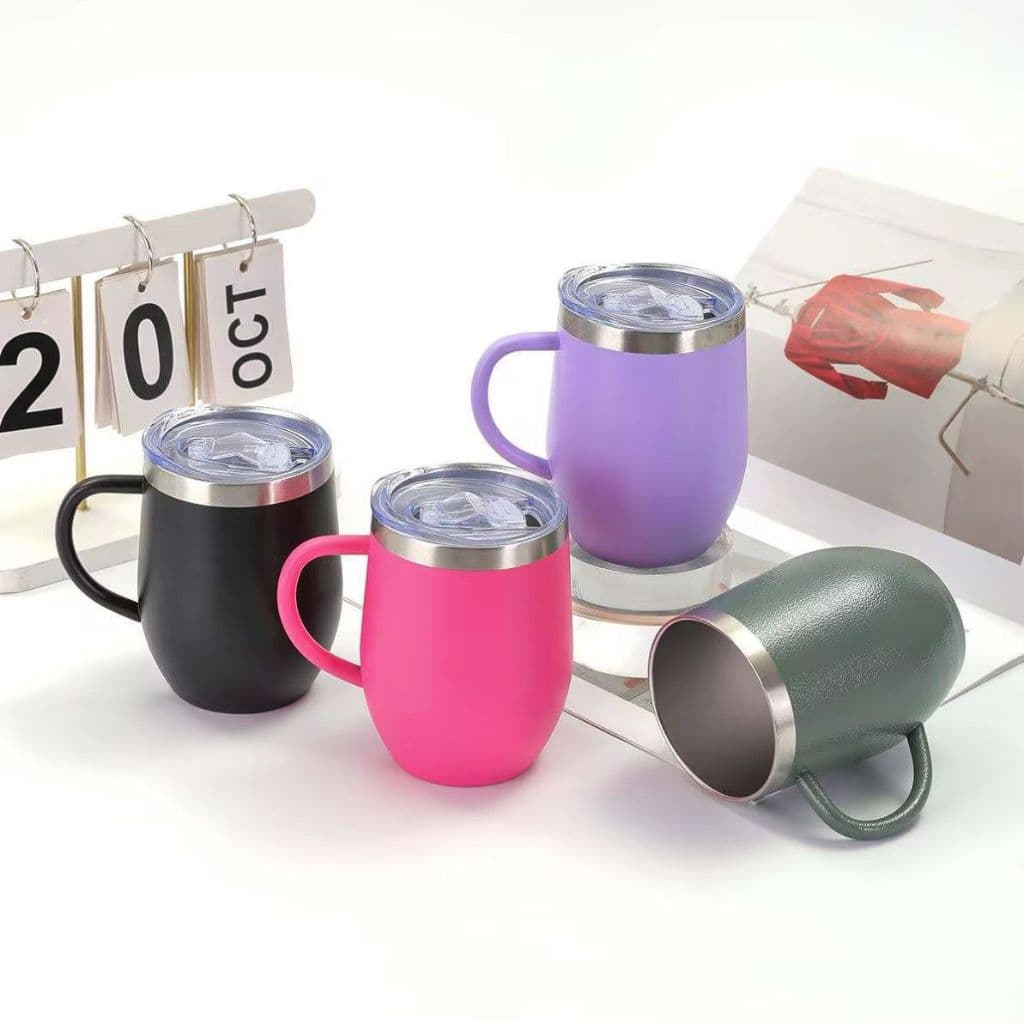 COPO CUIA COM ALÇA TERMICO 350ML DE INOX COM TAMPA DE ACRILICO
