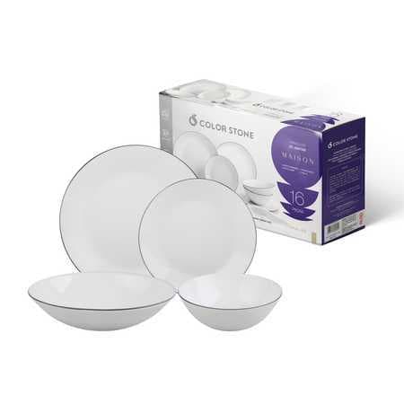 Aparelho de Jantar 16 Peças Maison Branco com Bowls para 4 Pessoas Design Moderno