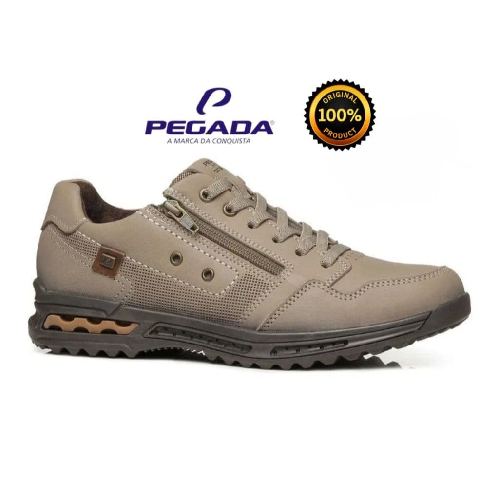 Sapatênis Pegada Amortech 111801 Masculino Couro Casual  Areia